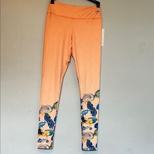 Orange Leggings with Fish Print